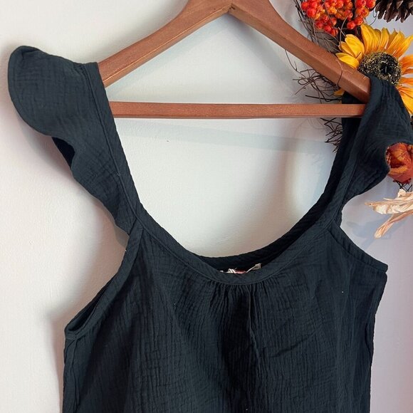 Marine Layer Jude Flutter Sleeve Tank Medium in Black - Picture 2 of 7